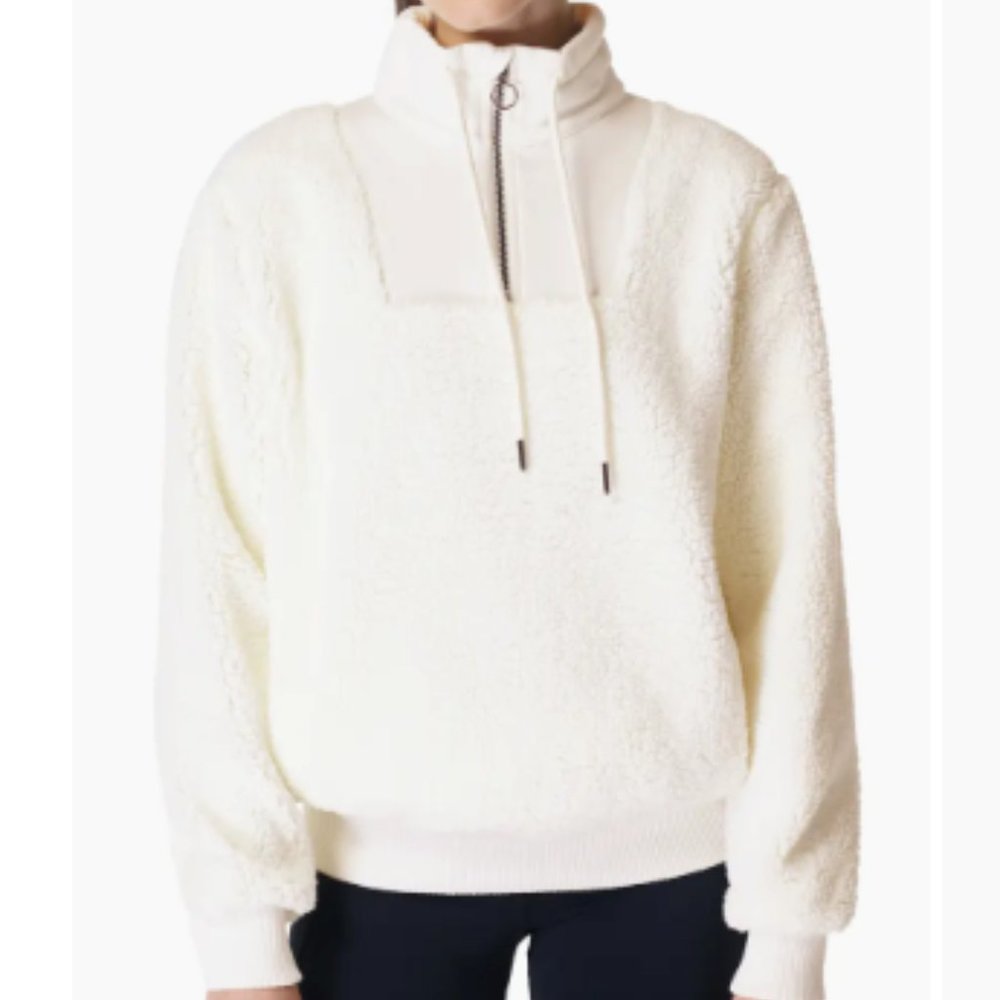 Sweaty Betty Sherpa Half Zip Sweatshirt in Lily White Sz Small